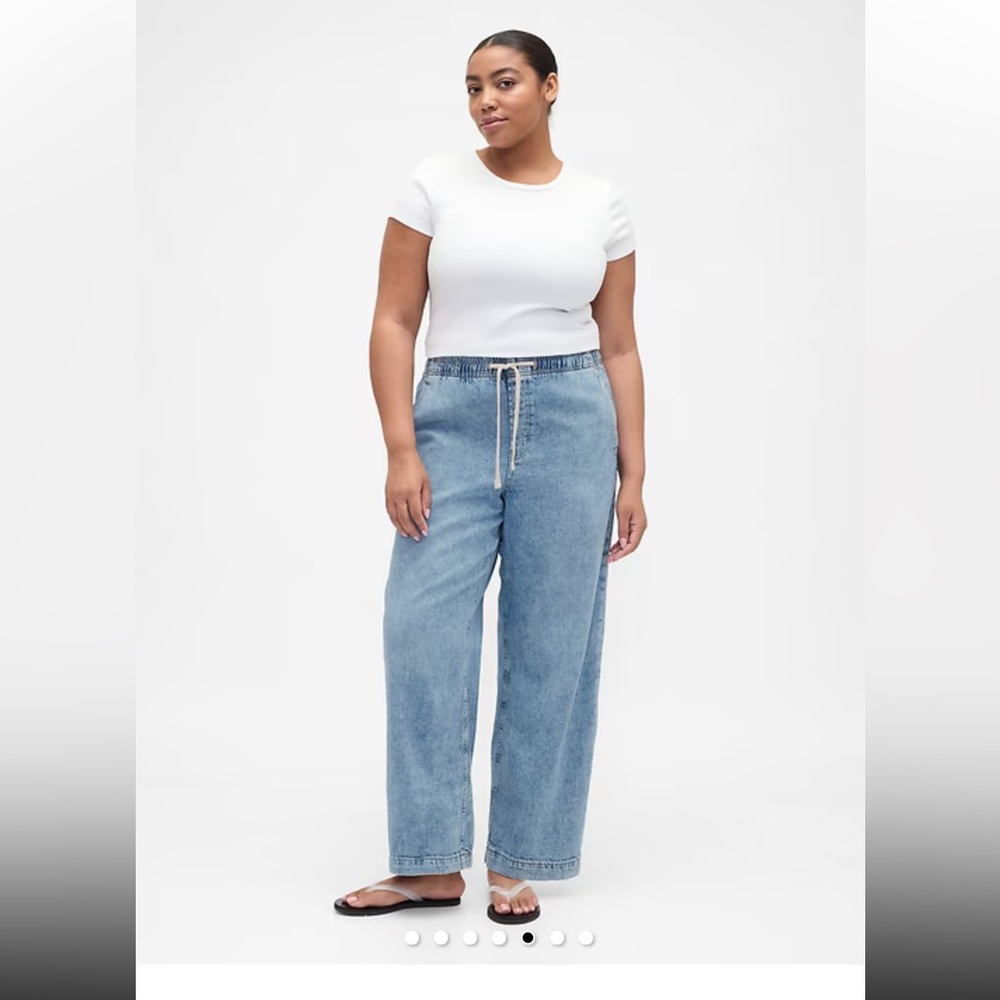 GAP XXL Regular Women's Blue Pull On High Rise Wide Leg Denim Jeans NWT